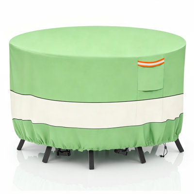 Housse de mobilier de patio, housse de table ronde Paito, résistante au vent et à l'eau pour une protection toutes saisons, 108DIA x 30H pouces, vert beige