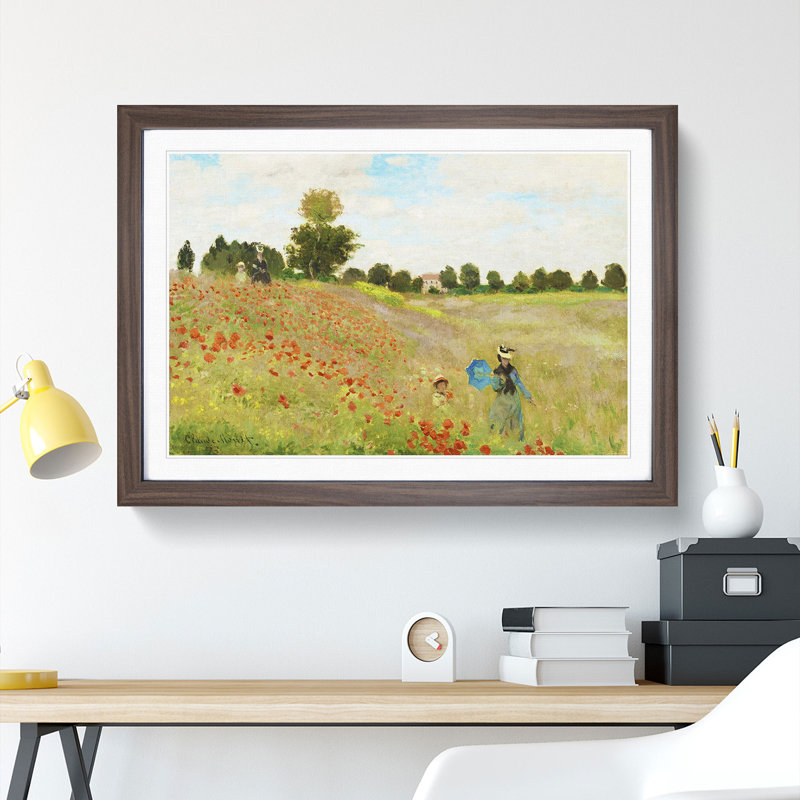 Poppy Field Vol.2 by Claude Monet - Framed Print, 27cm H x 36cm W x 2cm D, Walnut Framed