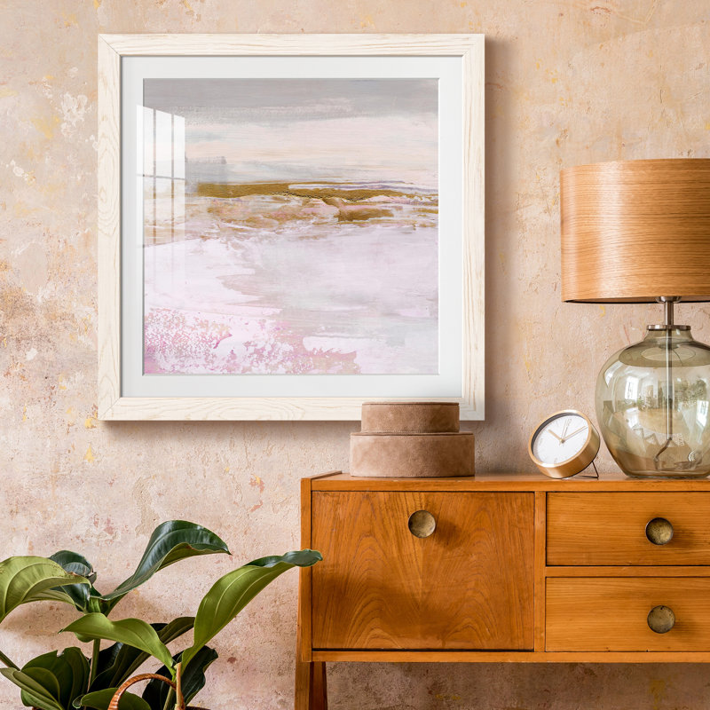 «Magenta Skyline I», reproduction encadrée de qualité supérieure - prête à être accrochée, Cadre blanc