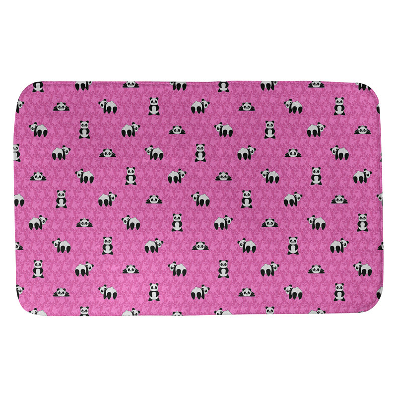 Tapis de salle de bain panda Avicia, l 21 po x L 34 po, Rose