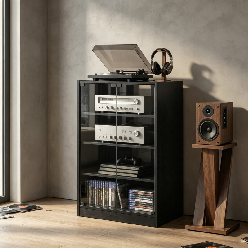 91 cm H Media Shelves, Black