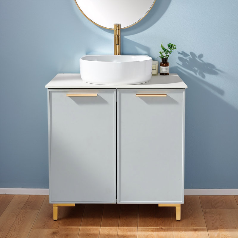 Ensemble de meuble-lavabo simple autoportant 30 po Modern, Gris
