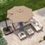 Parasol en porte-à-faux décalé en aluminium avec pivotement et inclinaison à 360 °, parasol de patio extérieur 10 pi avec manivelle et auvent ventilé, base vendue séparément-129009844-129009848-128890995