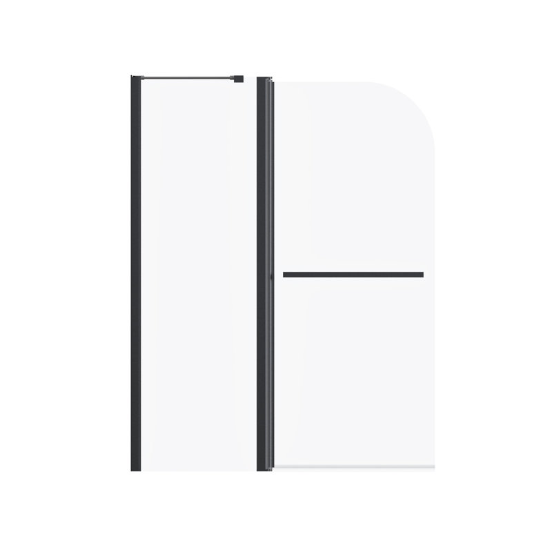 43 In. W * 58 In. H Frameless Folding Shower Doors For Bathtub, 1/4" (6Mm) Thick SGCC Tempered Glass Door, Bathroom Pivot Tub Glass Door, Chrome