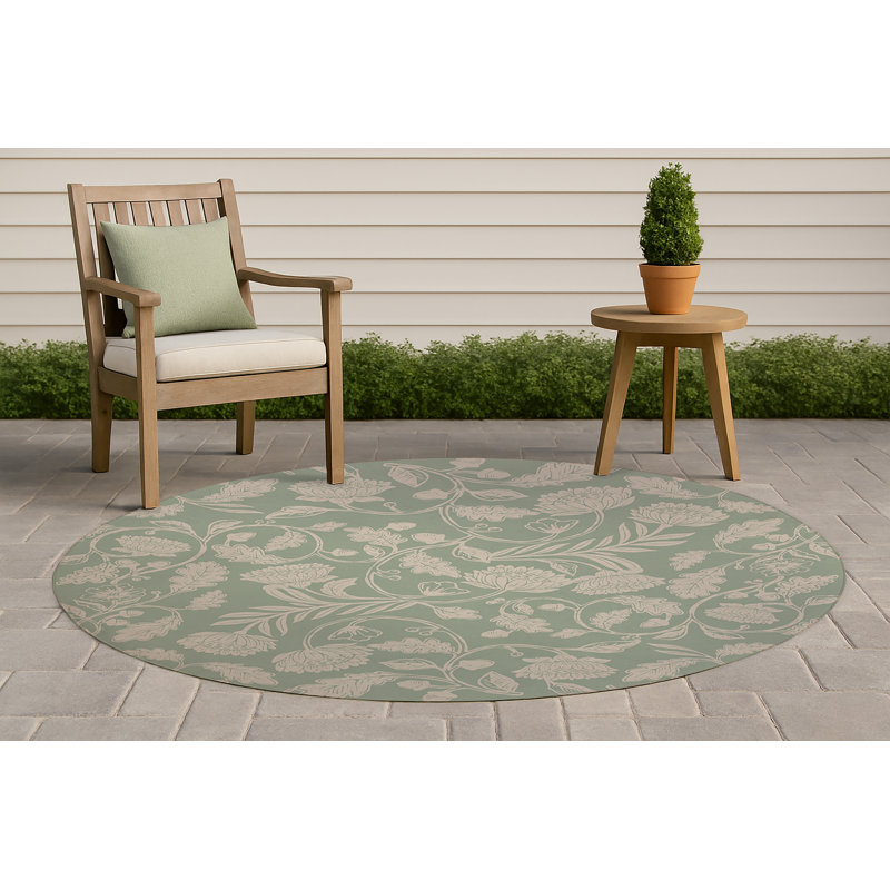 Autumn Vines Non Slip Outdoor Rug, Round 5'