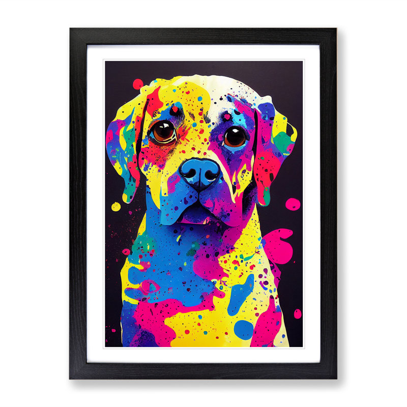 Dog Paint Splash No.7 - Framed Print, Black, 64cm H x 46cm W