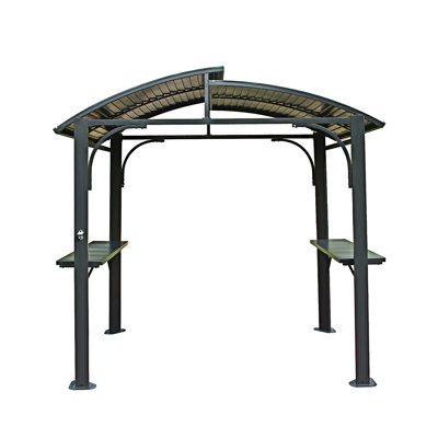 Outdoor Grill W/Double Galvanized Steel Roof And  Side Shelves