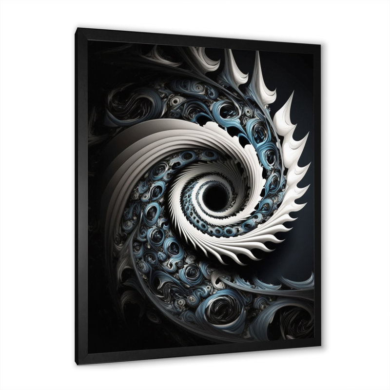 «Blue and White», art liquide sur toile, Cadre photo noir, L 12 po x H 20 po