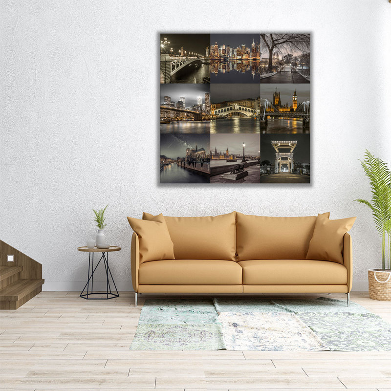 Collage of Dark City - reproduction d'art sur toile, H 16 po x l 16 po
