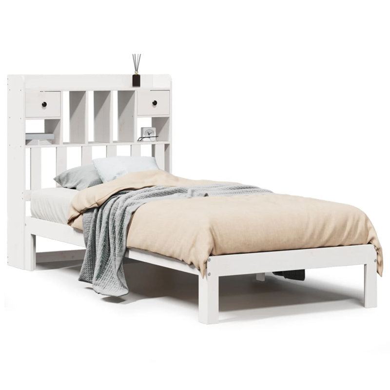 Anguilla Solid Wood Storage Bed, 110cm H x 216.5cm W x 81cm D, White