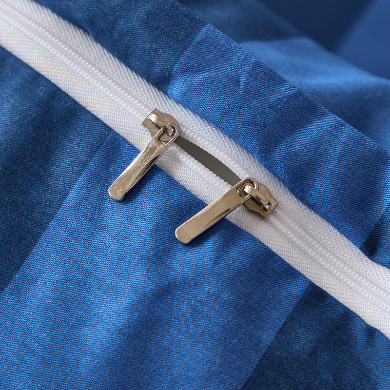 Ensemble d'édredon à rayures bleues pour lit très grand 100% coton naturel, Édredon très grand et 2 taies d'oreiller