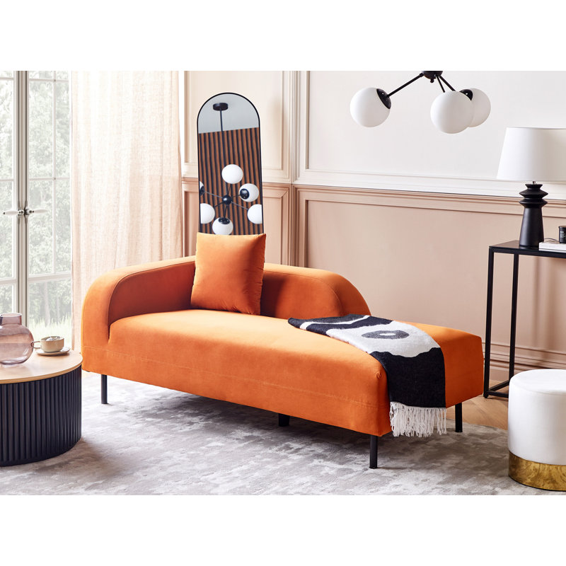 Masuda Velvet Chaise Lounge, Orange
