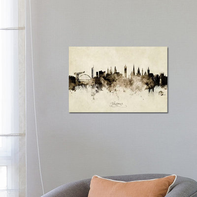 Glasgow Scotland Skyline by Michael Tompsett - Wrapped Canvas Painting