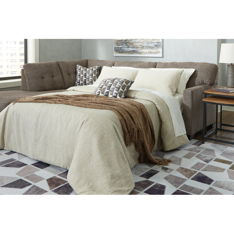 Canapé-lit modulaire 2 pièces Armira, Polyester brun, Orienté à gauche (vu de face)
