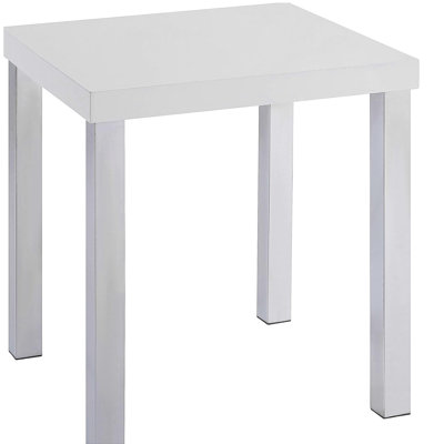 White High Gloss and Chrome End Table