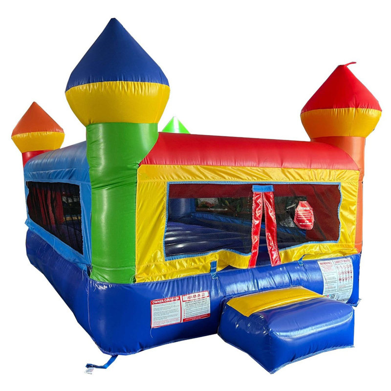 Crossover Junior Rainbow Inflatable Bounce House - 13.5 x 8 x 7 Foot - Inflatable Bouncer House Castle Unit for Toddlers and Small Kids - Indoor Outdoor Party Bounce House With Blower