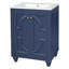 Meuble-lavabo moderne de 24 po avec motif elliptique orné et charnières à fermeture en douceur, armoire de salle de bain avec structure ouverte au dos, pieds tournés en boule avec élégance française-132274037