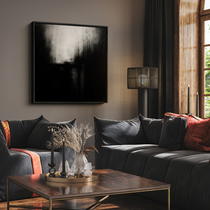 Art mural encadré, rétro, antique, classique pour chambre à coucher, H 16 po x l 16 po, Noir, noir, noir, noir