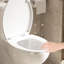 Toilette de 17 po de hauteur avec système 1,1 / 1,6, cuvette sans rebord, siège à fermeture en douceur, blanc brillant 006 pour salle de bain à double chasse moderne, lavabo, lustre doux