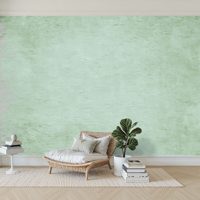 Peel and Stick Wallpaper 96" W x 69" H Modern Self Adhesive Wall Mural for Bedroom Celadon Grunge Gray Sea Foam Green Color Abstract Paper Concrete
