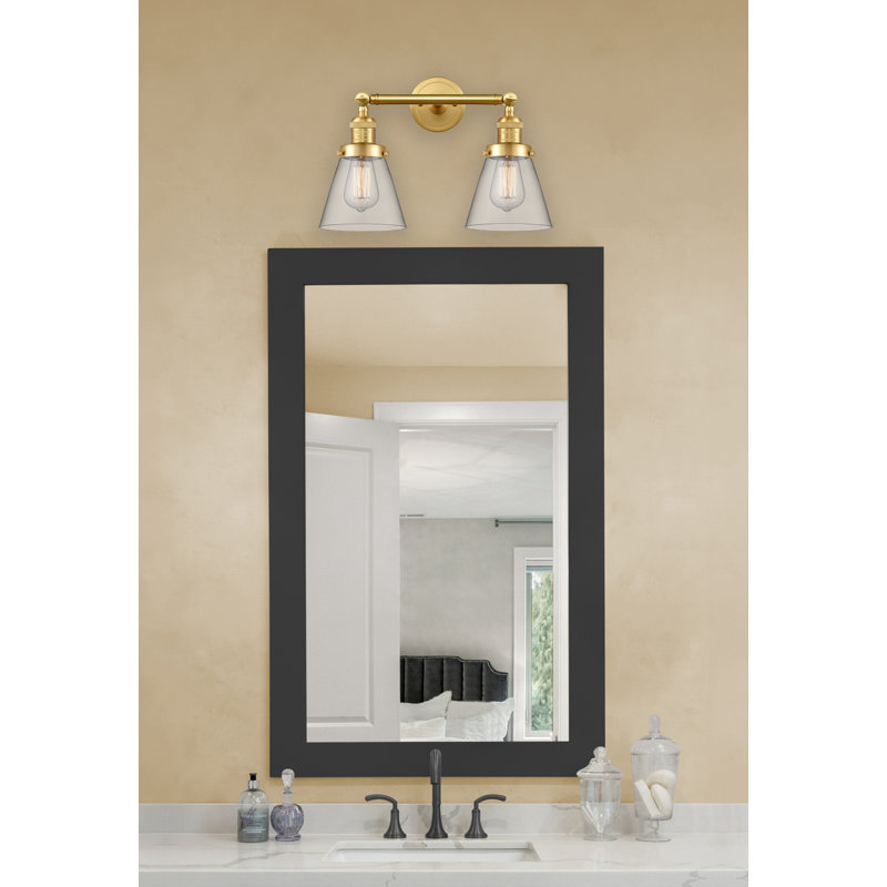 Éclairage de meuble-lavabo inclinable 2 lumières Cone, Ampoule à DEL rétro de 6 watts, Clair, Or satiné