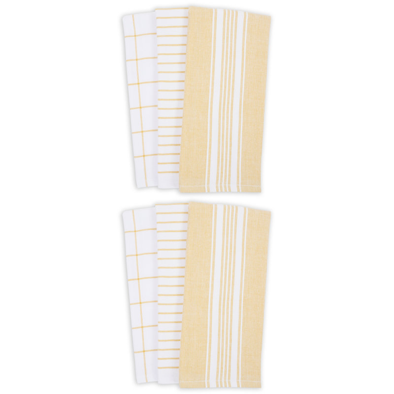 Damali Stripe Kitchen Towel Linen Set, Yellow