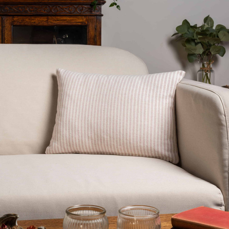 Striped Pink Cushion, 43x30cm, Feather filled