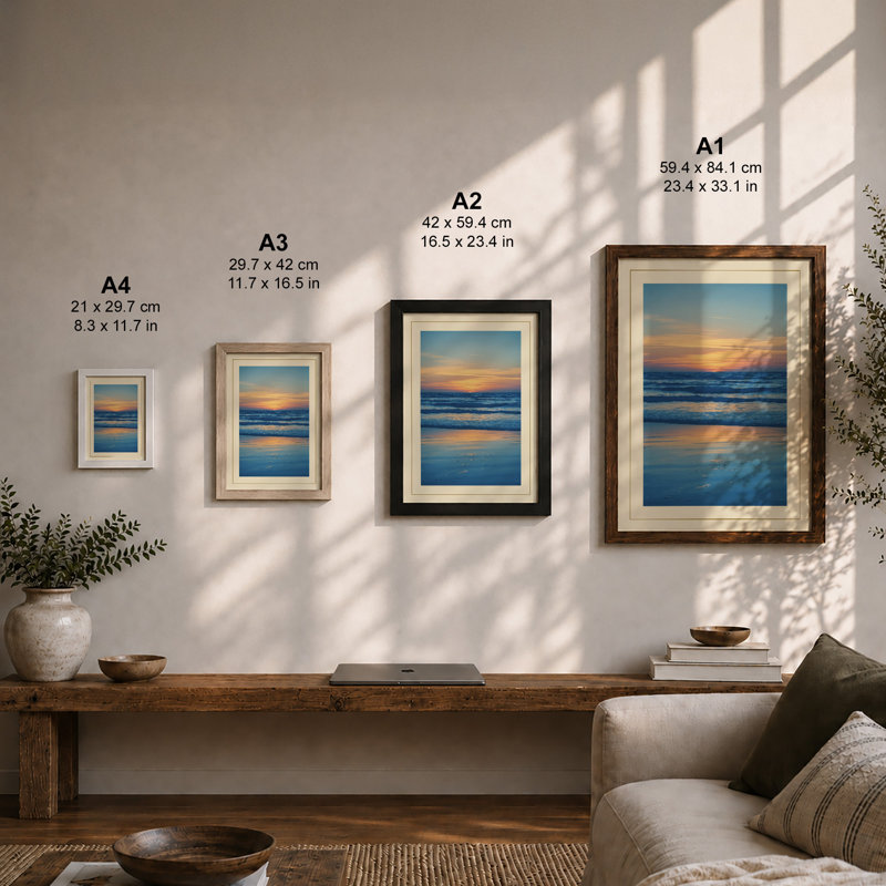 Sunrise Coastal - Print, A4 - 29.7 x 21.0 cm, Walnut
