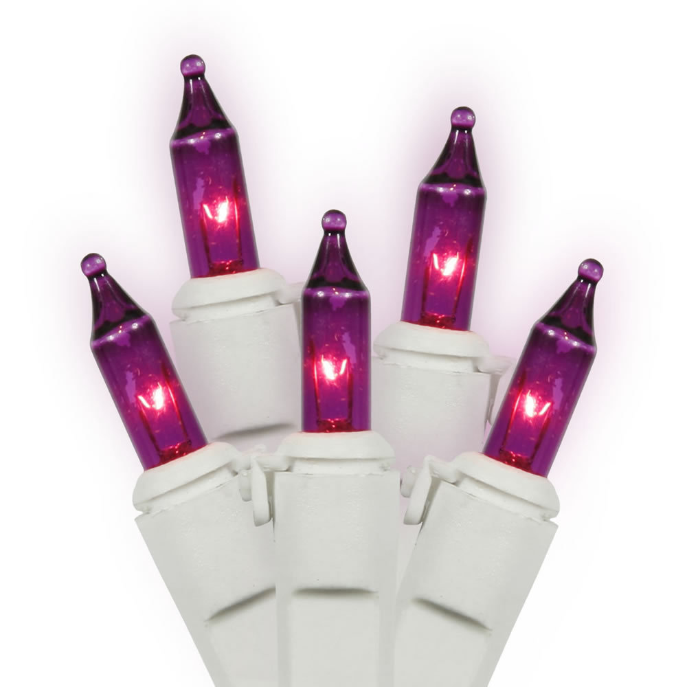 Mini Christmas Lights - Wire Set, Pink/Purple/White, 23' L