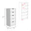 Basilea 5 Drawers Tall Dresser, Pull Out System -White