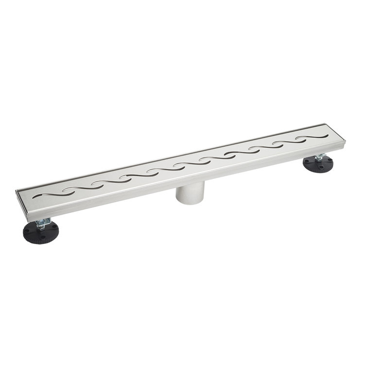 36" Linear Brushed Nickel Shower Drain with Gentle Flow Pattern Grate