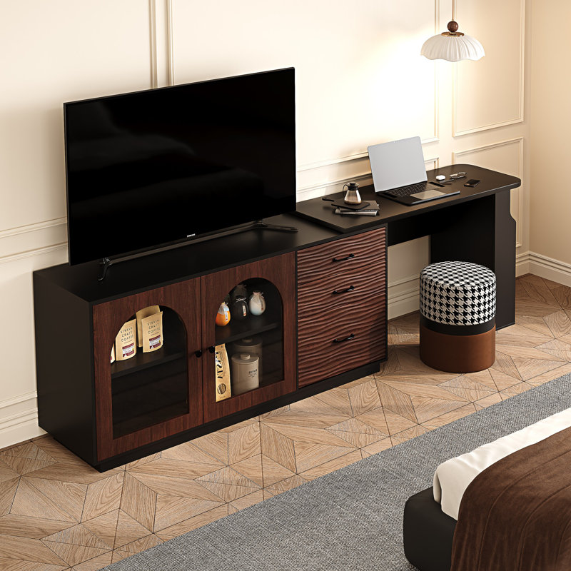Calvers Expandable Dresser Desk Combo with Drawers for Storage