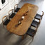 Table de salle à manger rectangulaire en bois massif brun noisette-578203257