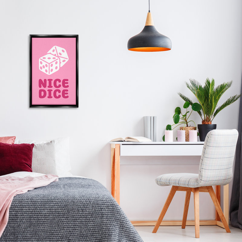 «Nice Dice» par Martina Pavlova, H 31 po x l 21 po, Cadre flottant métallique doré
