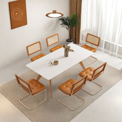 Rectangular rock plate dining table sets