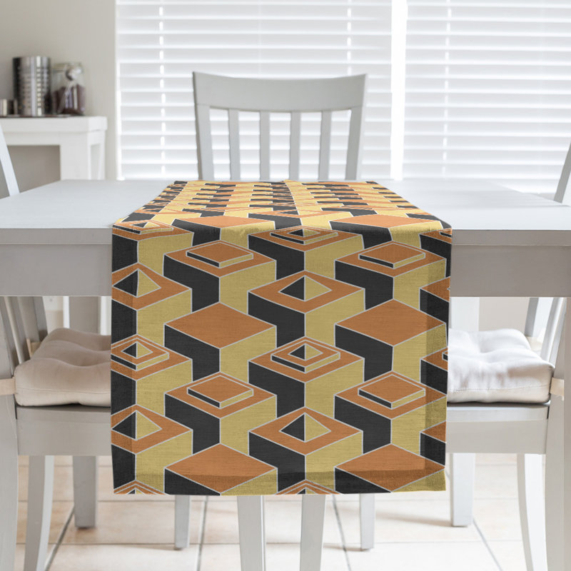 Chemin de table Classic Skyscrapers, 16 po x 72 po, Orange/jaune