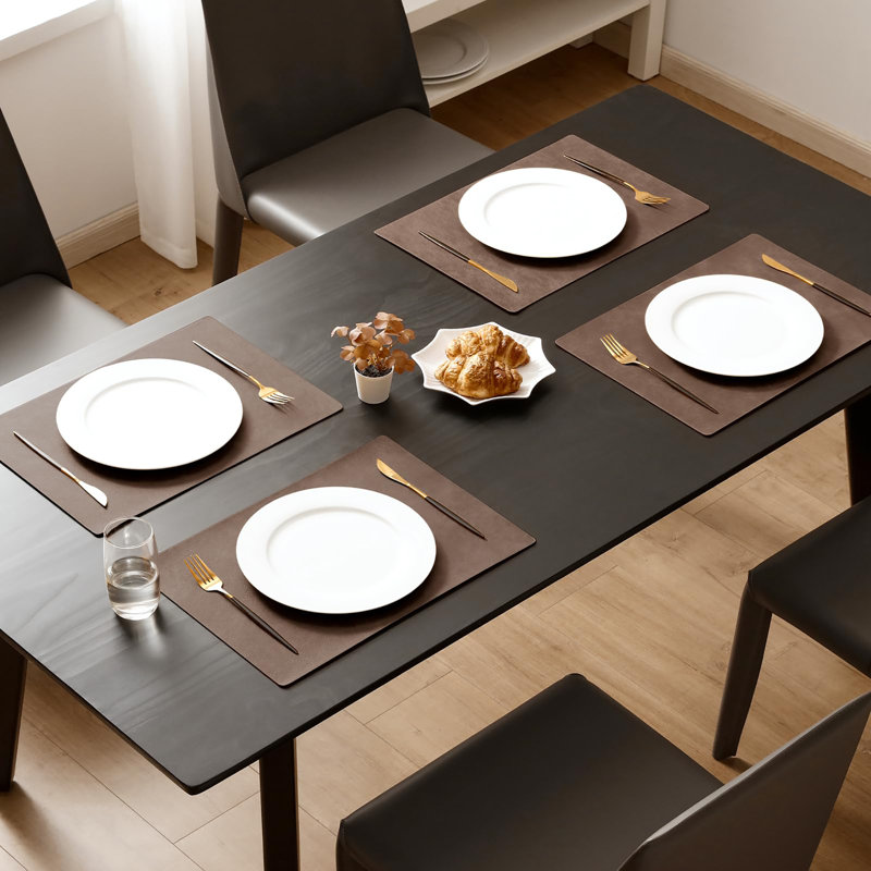Ensemble de 6 napperons rectangulaires en similicuir 17 po x 12 po, Brun