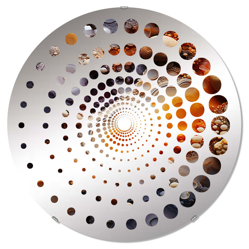 Spiral Dot Decorative Mirror , 23.6" H x 23.6" W, Orange/Purple