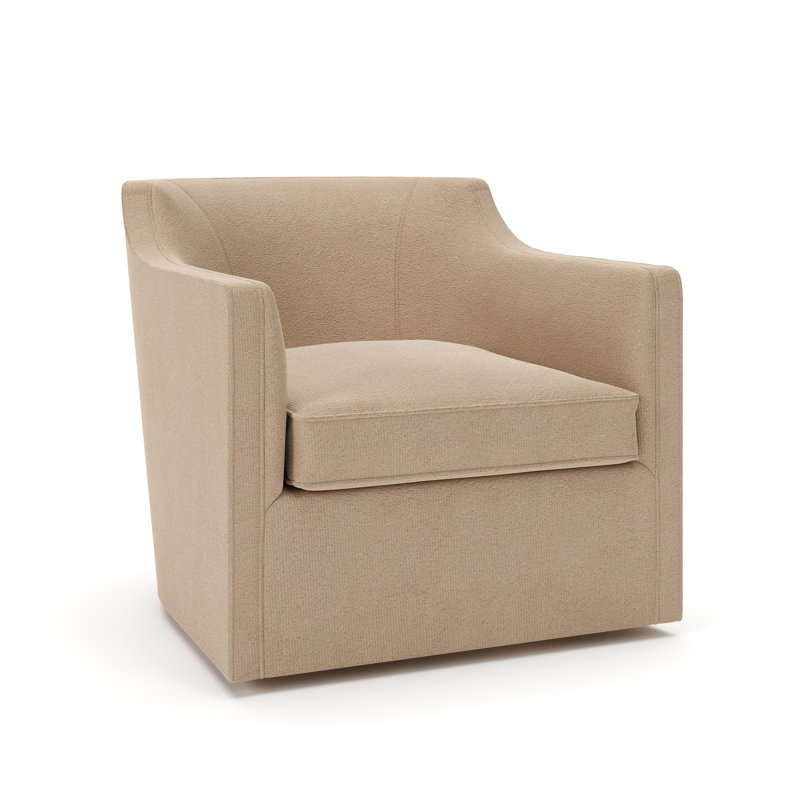 Fauteuil pivotant rembourré Marietta, Velours performance pain grillé Bella
