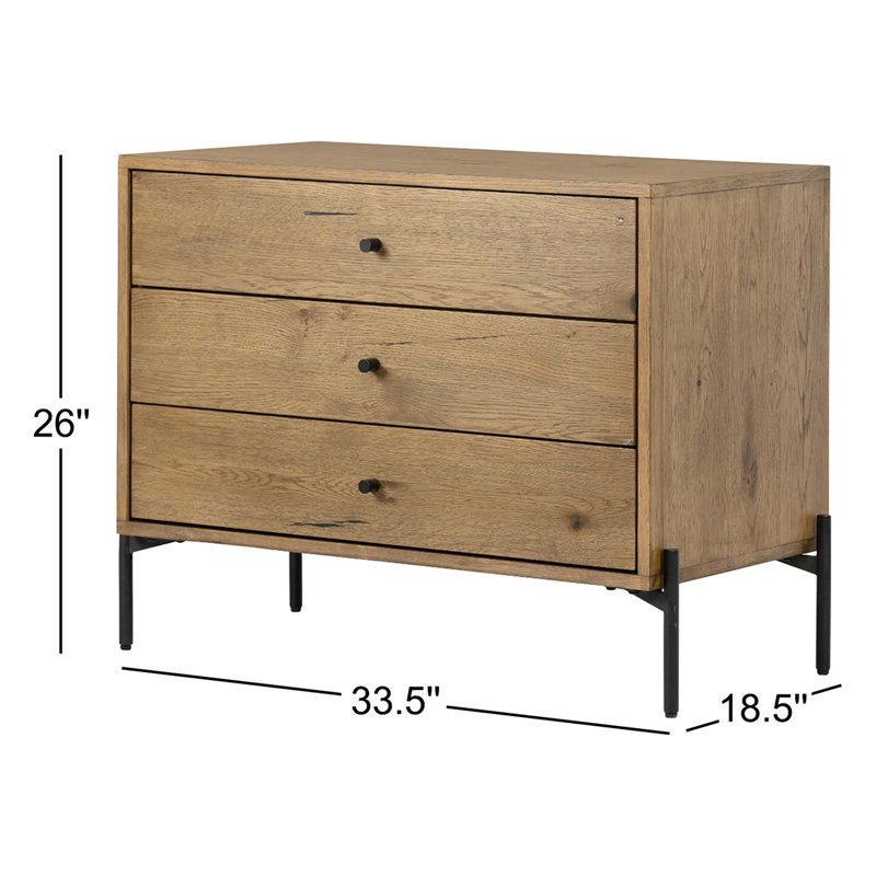 Eaton 3 - Drawer Nightstand, Amber Oak Resin