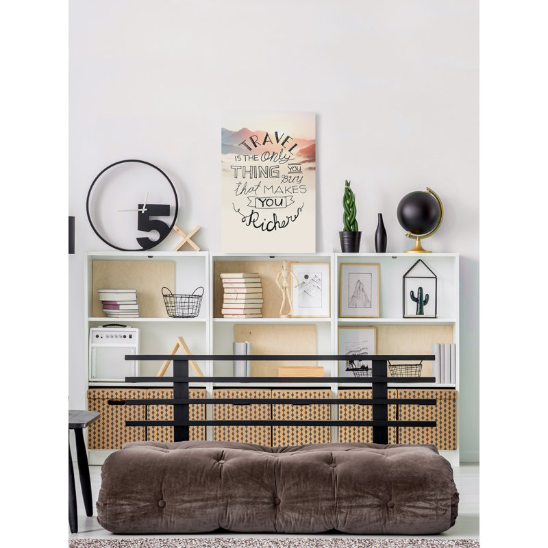 Reproduction d’art textuel sur toile tendue « Travel makes you Richer II » par Marmont Hill, H 24 po x l 16 po x P 1,5 po