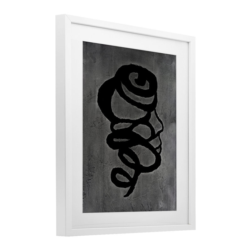 Impression sous verre à tourbillons foncés foncé, design par Vanna Lam, H 16 po x l 13 po, Cadre blanc côtier