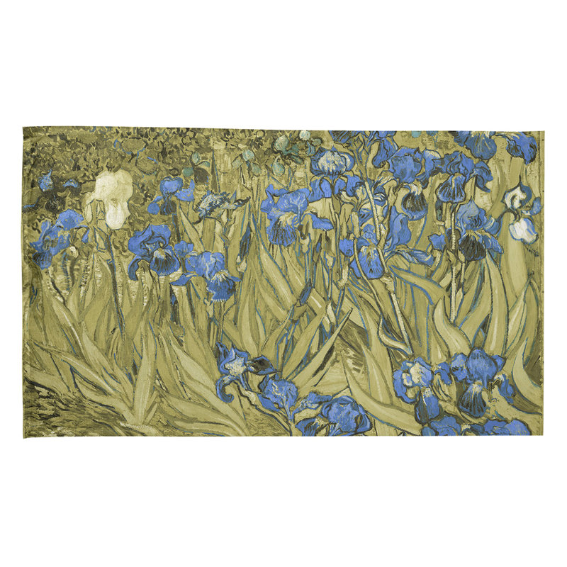 Serviette de thé irises, Polyester sergé, Pourpre / Vert clair
