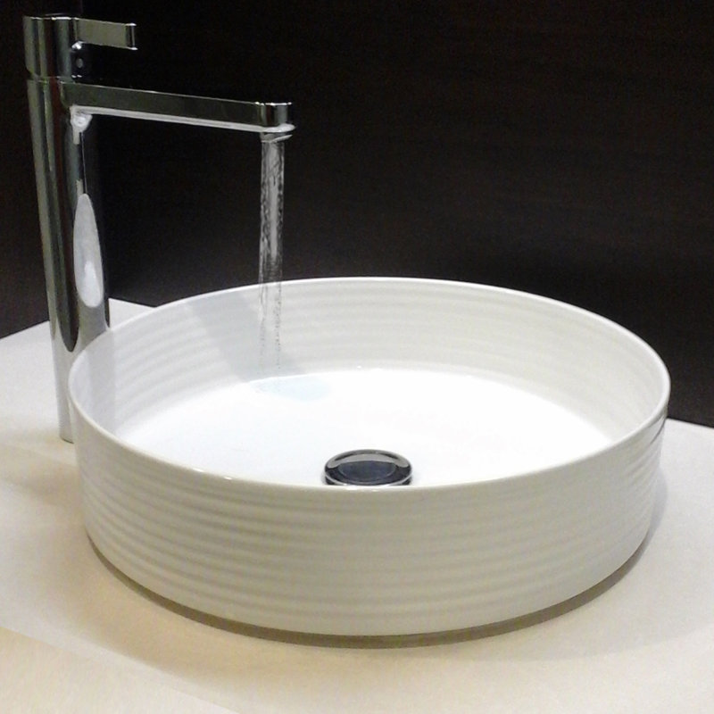 16'' White Fireclay Round Vessel Bathroom Sink