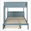 Lit superposé double / double avec lit gigogne simple, rangement et bureau, gris, design compact et multifonctionnel-235752432