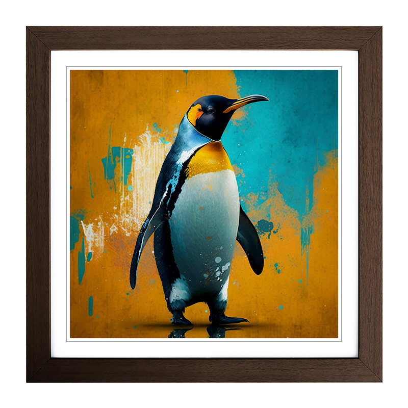 Penguin Expressionism - Framed Print, Walnut