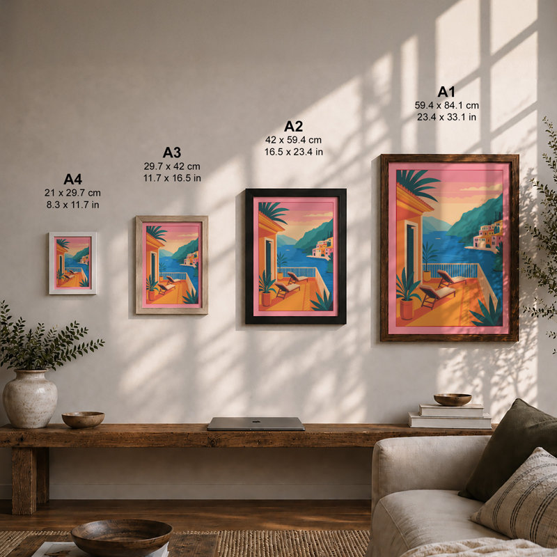 Mediterranean Reverie Modern - Framed Print, Unframed, A1 - 84.1 x 59.4 cm
