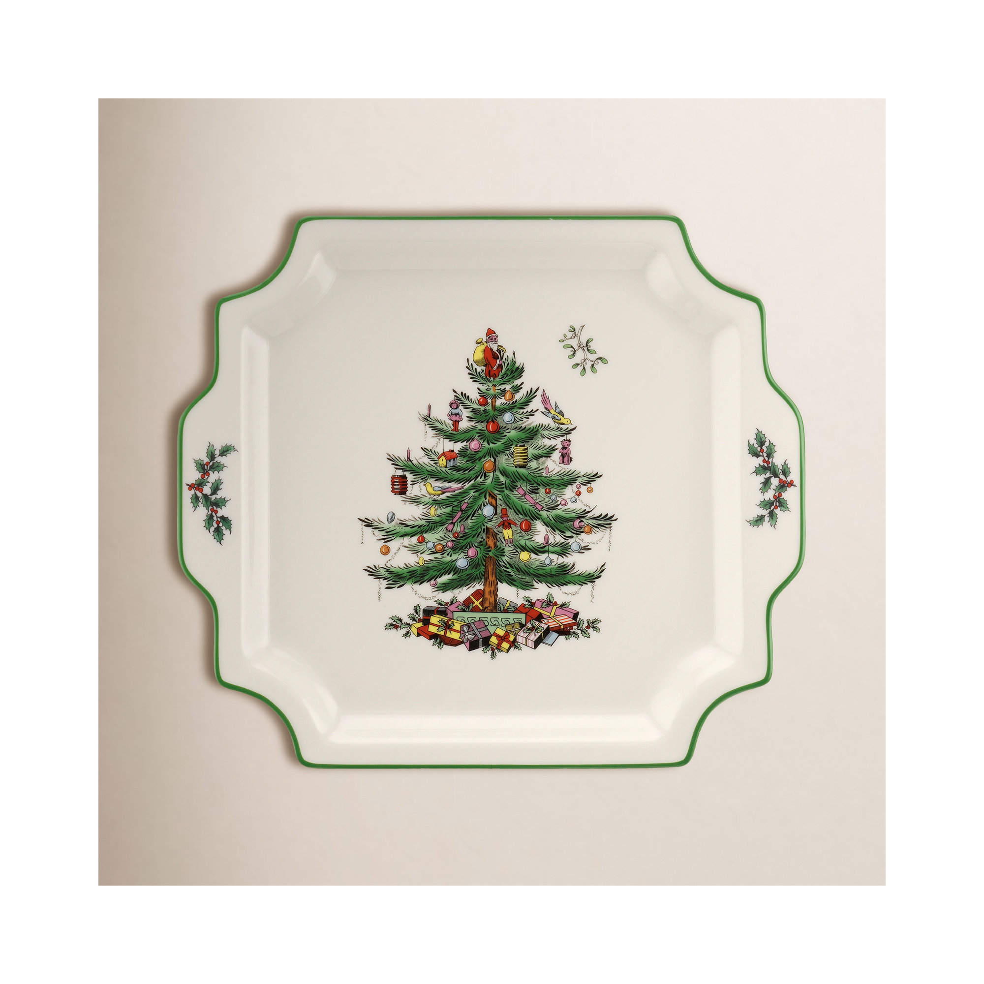 Spode Christmas Tree Square Handled Platter