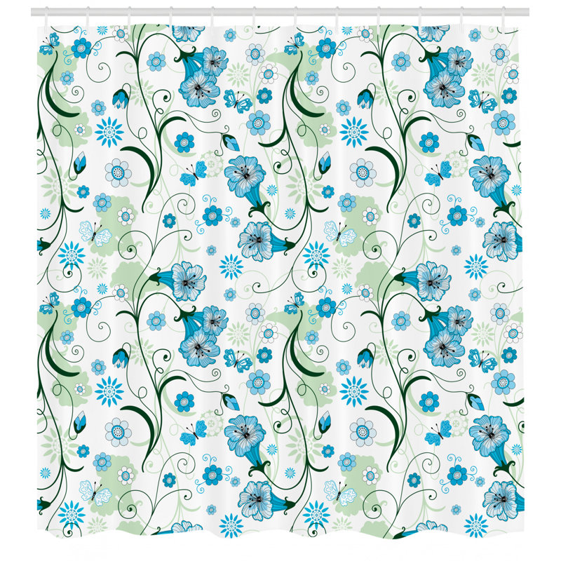 Floral Shower Curtain with Hooks Included, 69" H x 105" W