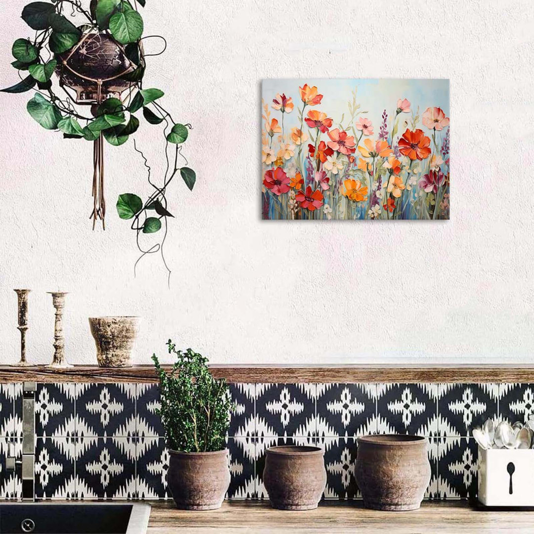 Wildflower Wall Art Red Poppy Flower Pictures For Bathroom Nature Botanical Canvas Prints Colorful Floral Poster Modern Abstract Flowers Painting Artw